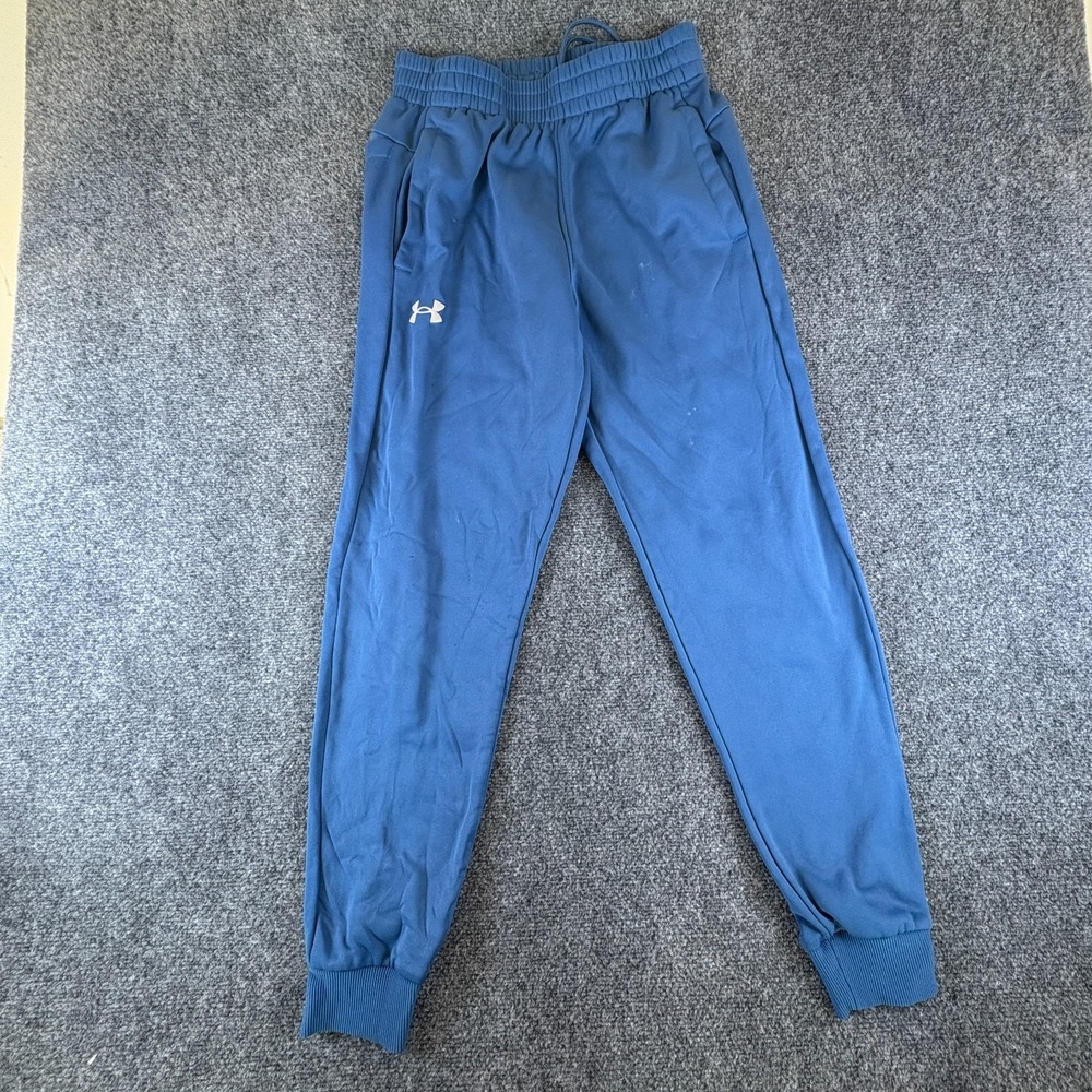 Under Armour Rival Sweatpants Womens 26x28 Blue Logo Fleece‎ Lined Tapered Leg